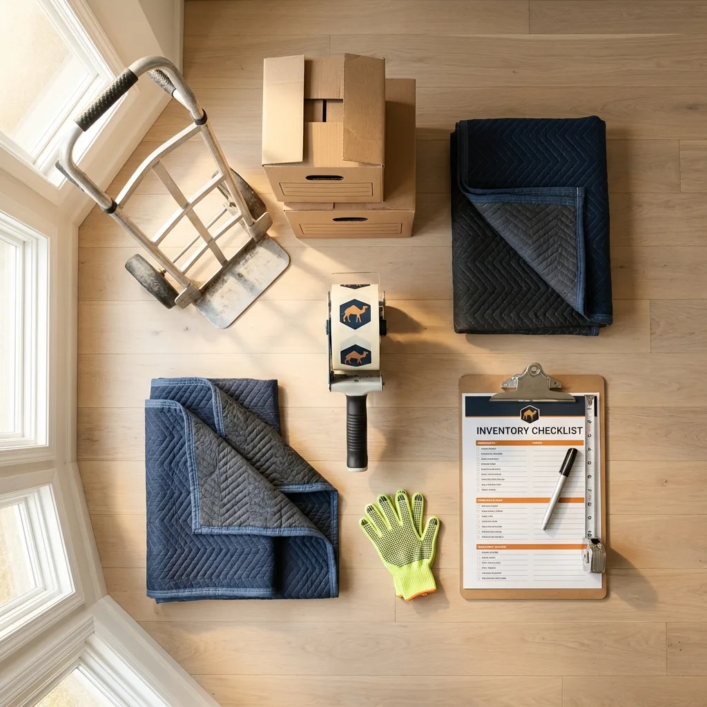 Professional moving supplies and packing materials layout for Grand Canyon residential relocations